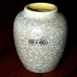 Scheurich antique S&G Foreign vase pottery gray textured tan, pale yellow inside